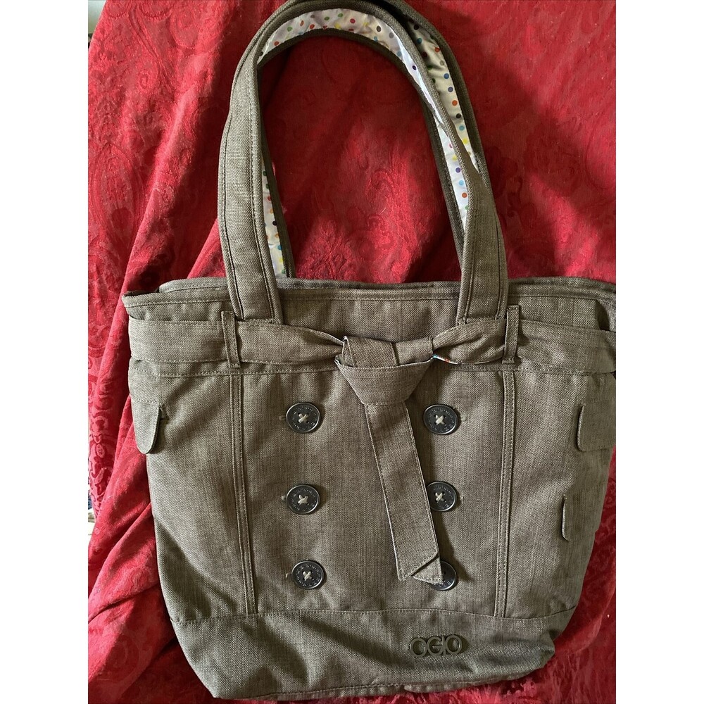OGIO Womens Multi-Functional Laptop Bag Organizer Tote Bag Green Brown Polyester